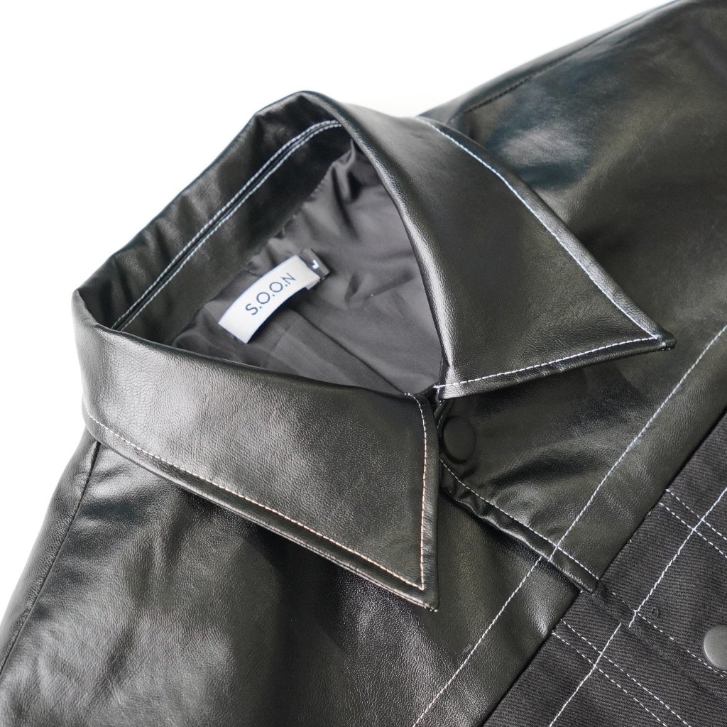 Áo Khoác Jacket nam Soonvn chất liệu jean phối da cao cấp _D1