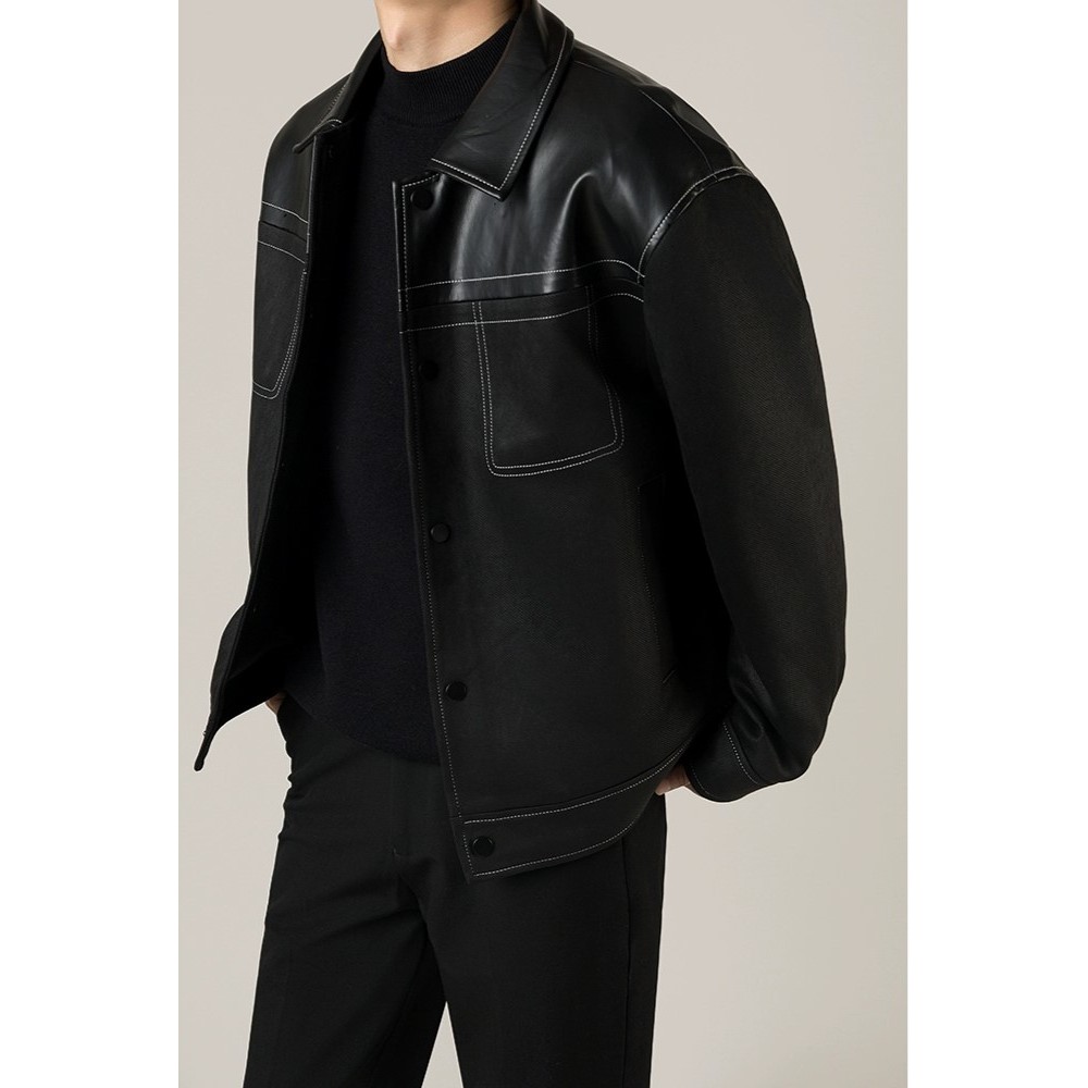 Áo Khoác Jacket nam Soonvn chất liệu jean phối da cao cấp _D1