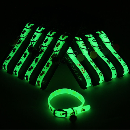 Vòng Đeo Cổ Bằng Silicon Phát Sáng Dạ Quang Ban Đêm Có Chuông Chống Thất Lạc Cho Chó Mèo Thú Cưng