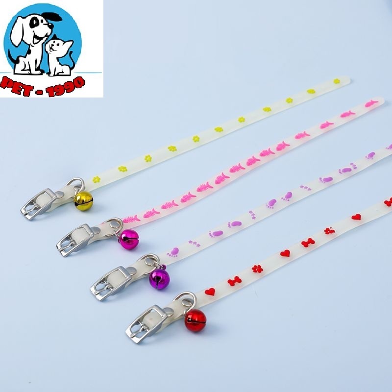 Vòng Đeo Cổ Bằng Silicon Phát Sáng Dạ Quang Ban Đêm Có Chuông Chống Thất Lạc Cho Chó Mèo Thú Cưng