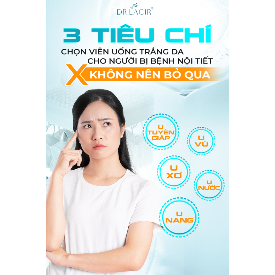 Viên Uống Trắng Da Glutathione Plus dành riêng cho người có tế bào xấu hộp 30 viên Dr.Lacir