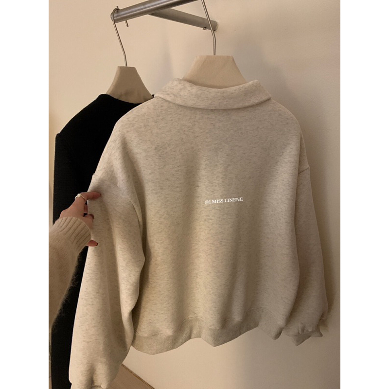 Áo Sweater nỉ bông cổ bẻ I MISS LINENE 30527 // Hàng có sẵn 🇰🇷