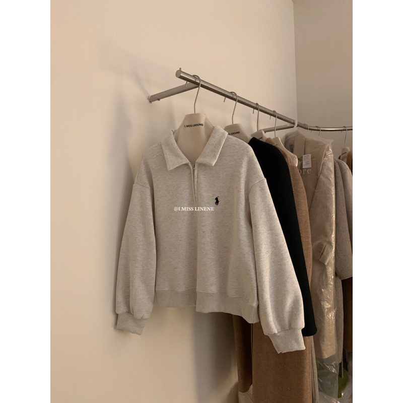 Áo Sweater nỉ bông cổ bẻ I MISS LINENE 30527 // Hàng có sẵn 🇰🇷