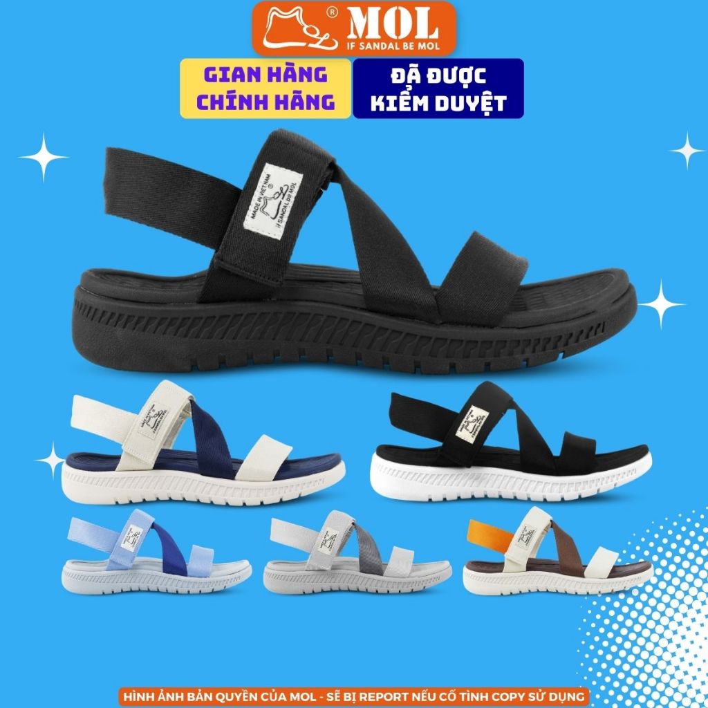 Sandal nam nữ unisex chính hãng MOL Zenstep MS6BB quai chữ Z màu đen full