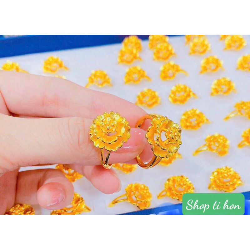 Nhẫn hoa mai 1 chỉ xi vàng 24