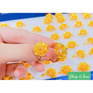Nhẫn hoa mai 1 chỉ xi vàng 24