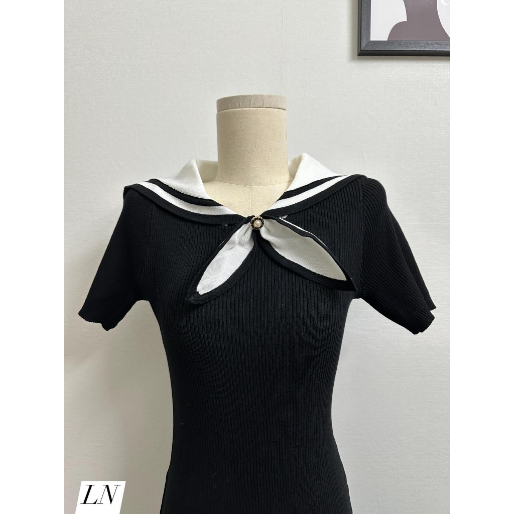 Váy len dệt kim cao cấp,Váy len body QCCC cọc tay thu đông năm 2023