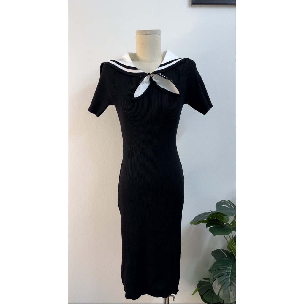 Váy len dệt kim cao cấp,Váy len body QCCC cọc tay thu đông năm 2023