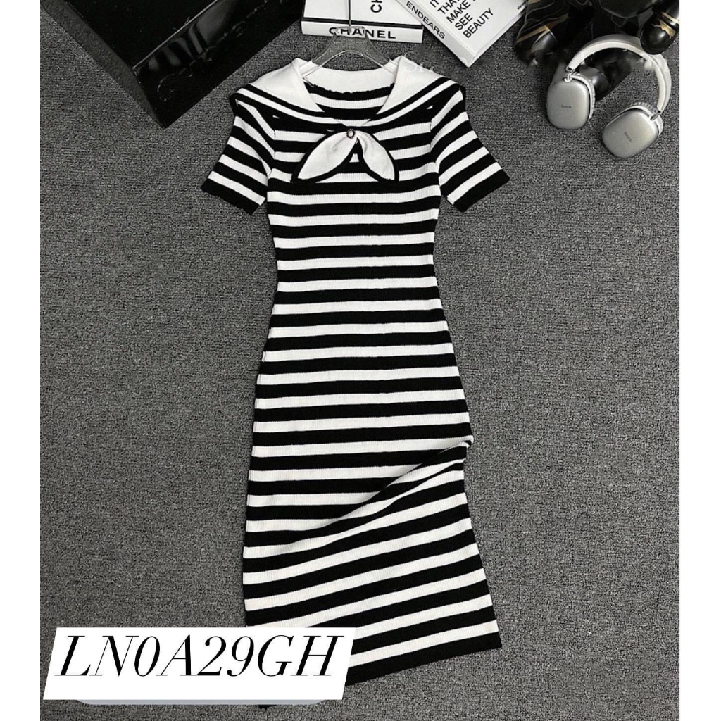 Váy len dệt kim cao cấp,Váy len body QCCC cọc tay thu đông năm 2023