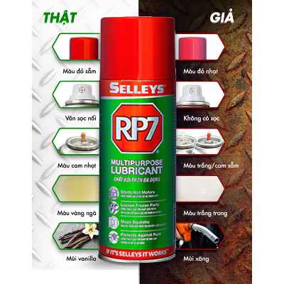 Chai xịt tẩy rỉ sét RP7 Kim Khí Việt Hòa , RP7 bôi trơn động cơ Selleys lọ 150G, 300G, 350G hàng chu