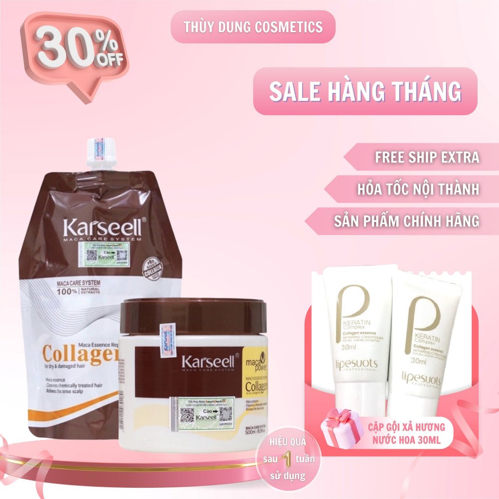 Ủ tóc collagen, kem ủ tóc phục hồi siêu mượt KARSEELL MACA 500ml chính hãng