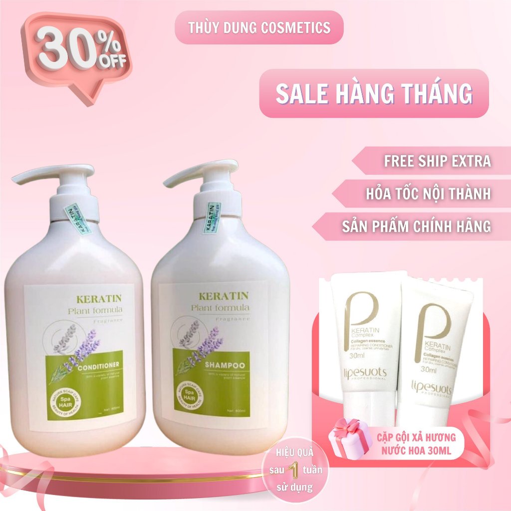 Cặp Dầu Gội Xả Keratin Dầu Gội Hoa Oải Hương Phục hồi Tóc Khô Xơ, Ngăn Rụng Tóc