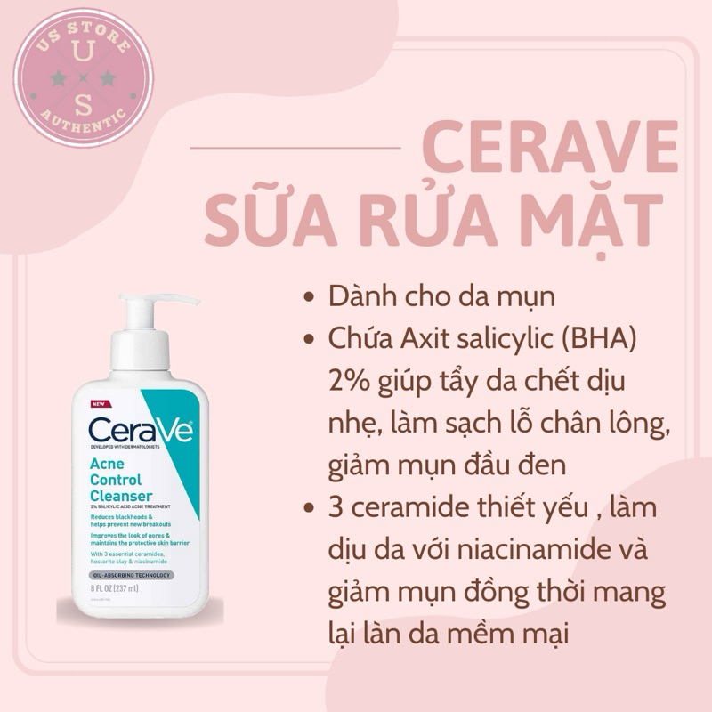 Sữa rửa mặt cho da mụn Cerave Acne Control Cleaser 237ml