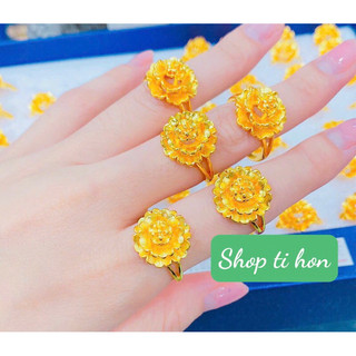 Nhẫn hoa mai 1 chỉ xi vàng 24