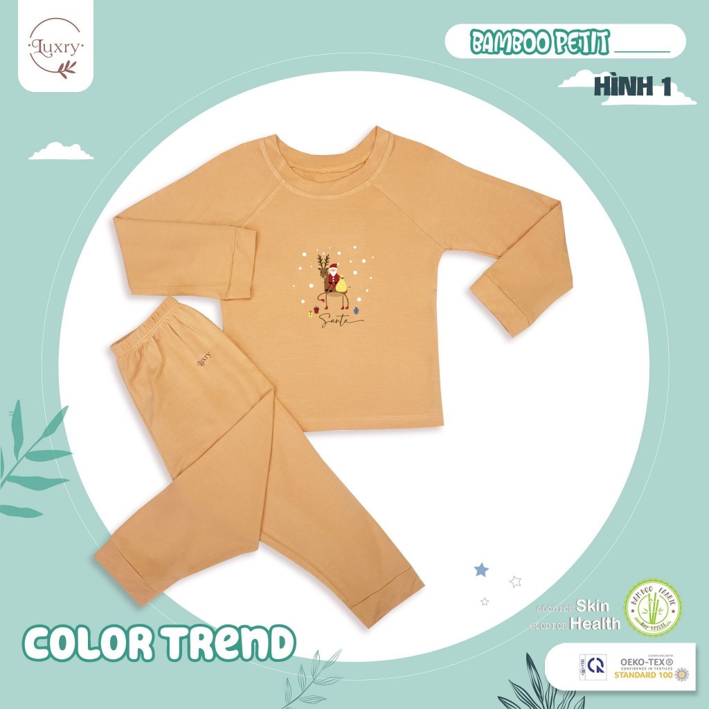 Bộ quần áo dài tay cổ tròn Luxry Basic hoạ tiết in hình dành cho bé trai bé gái với nhiều màu sắc đáng yêu