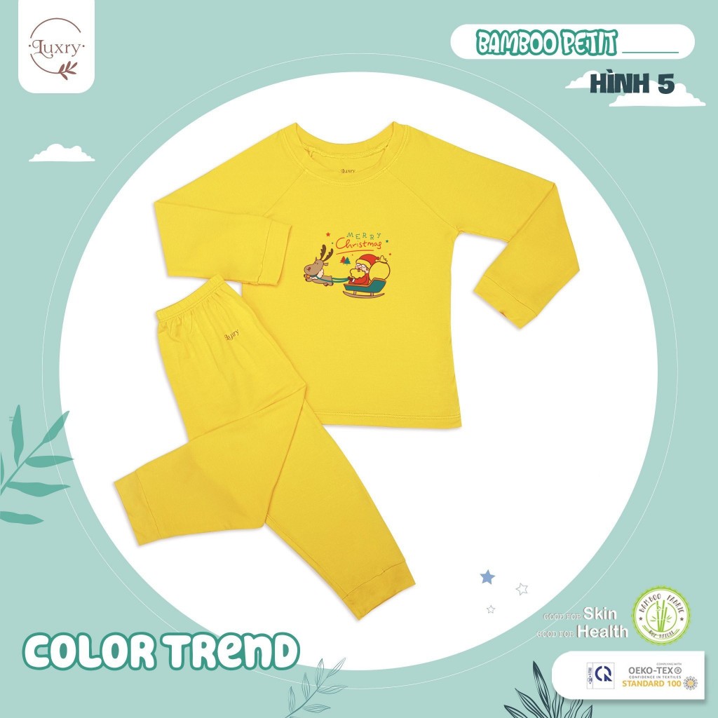 Bộ quần áo dài tay cổ tròn Luxry Basic hoạ tiết in hình dành cho bé trai bé gái với nhiều màu sắc đáng yêu