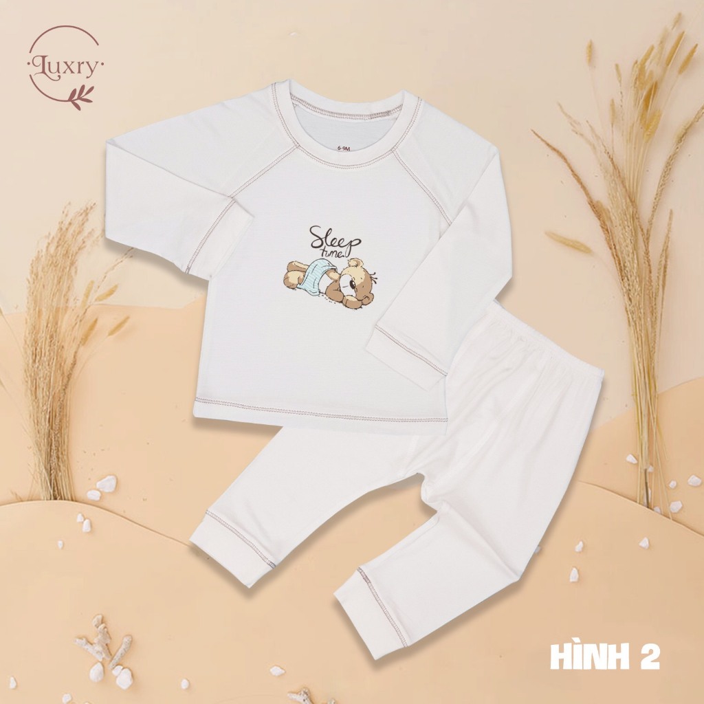 Bộ quần áo dài tay cổ tròn Luxry in hình họa tiết đáng yêu cho bé từ 6 tháng đến 5 tuổi