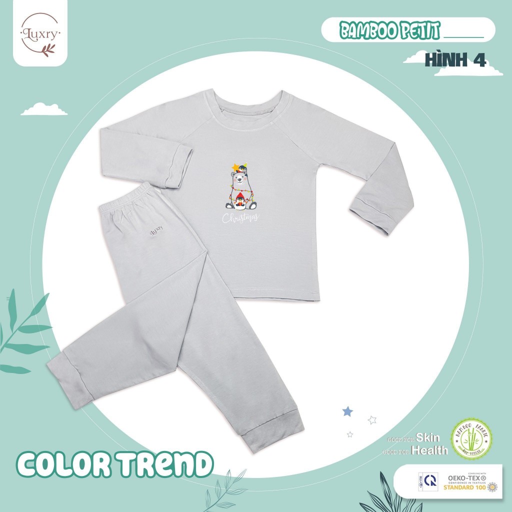 Bộ quần áo dài tay cổ tròn Luxry Basic hoạ tiết in hình dành cho bé trai bé gái với nhiều màu sắc đáng yêu