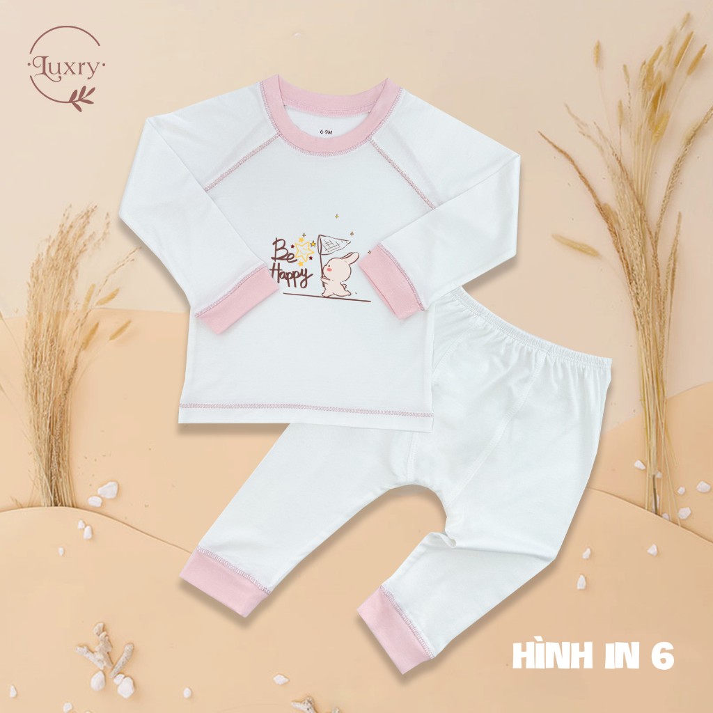 Bộ quần áo dài tay cổ tròn Luxry in hình họa tiết đáng yêu cho bé từ 6 tháng đến 5 tuổi