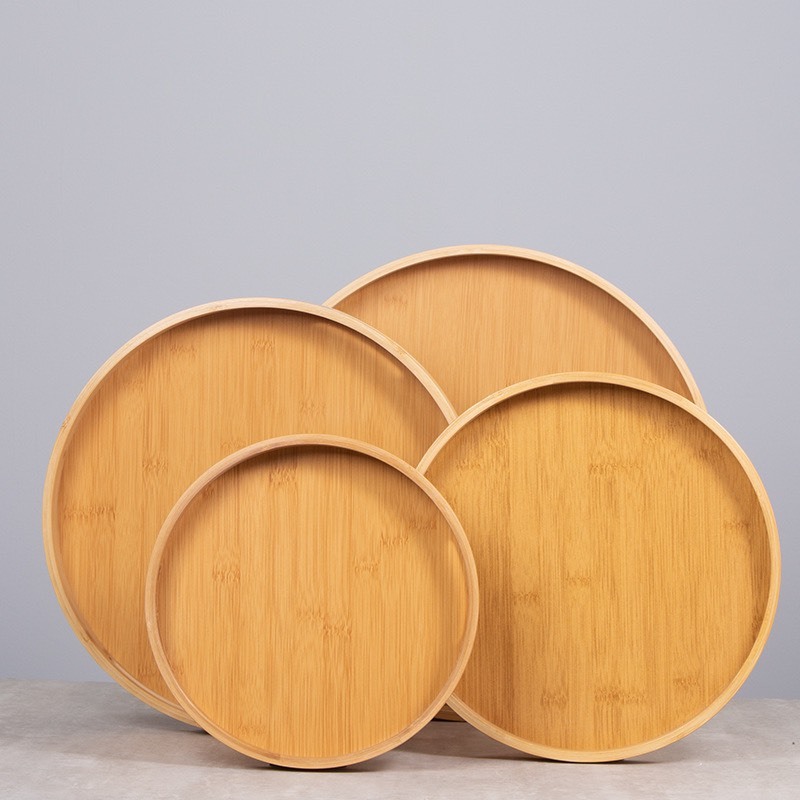 KHAY GỖ TRE ĐA NĂNG, KHAY BƯNG ĐỒ ĂN DÁNG TRÒN SIZE 30CM DÀY CHẤT LIỆU TRE DÀY DẶN, KHAY ĐỰNG THỨC ĂN