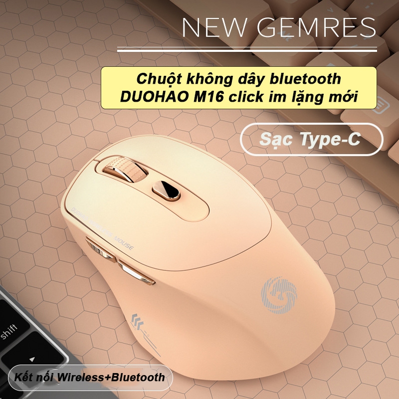 Chuột không dây Bluetooth pin sạc DUOHAO M16 click slient chống ồn - Hàng Chính Hãng