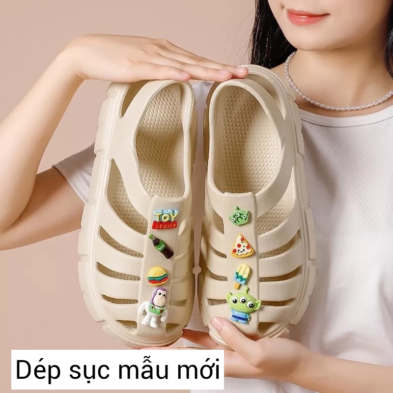 Dép sandal giày sục quai hậu nữ kiểu dáng đế bánh mì cao 3 cm