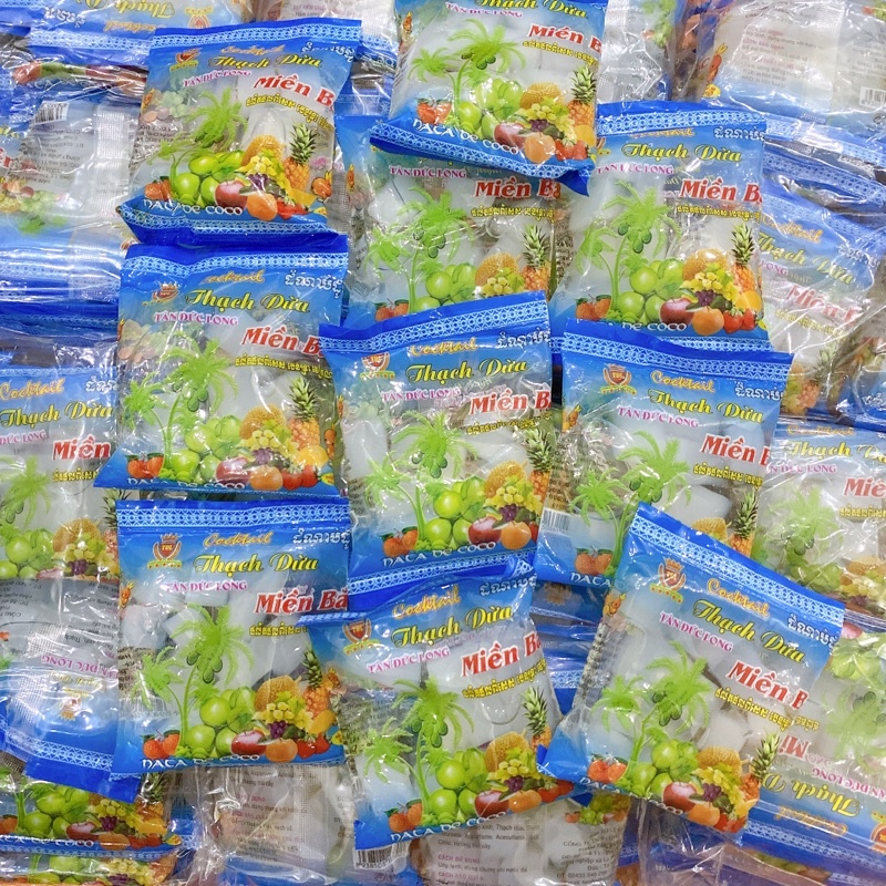 Bịch 20 Gói Thạch Dừa Miền Bắc, Thạch Rau Câu Đồ Ăn Vặt tuổi thơ, đồ ăn vặt cổng trường