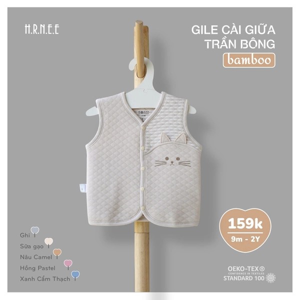 Hrnee - Áo gile Hrnee cài giữa trần bông Bamboo - AGL103003