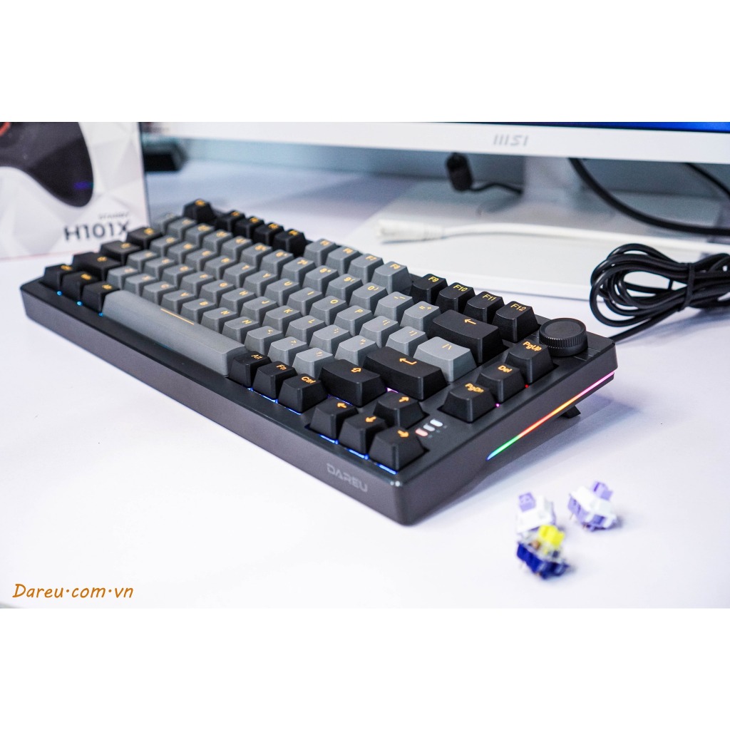 Bàn phím cơ không dây DAREU EK75 PRO BLACK GOLDEN (Hotswap,Pin:3750mAh,Triple Mode,Gasket Mount,RGB) | BigBuy360 - bigbuy360.vn