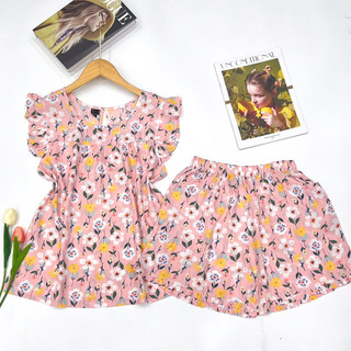 Size l_ đồ bộ tole nữ, bộ lanh mặc nhà quần đùi f21 vnxk doboxinh