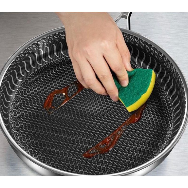 Chảo chống dính inox 304 cao cấp, thiết kế tinh tế, chống dính siêu việt, dùng cho mọi loại bếp
