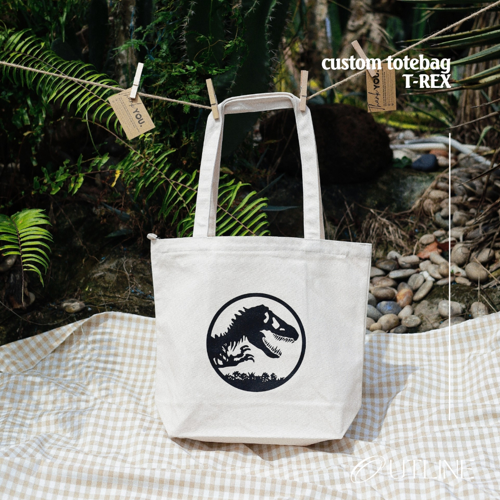 [XẢ KHO] Túi tote custom t-rex khủng long unisex canvas đơn giản giá rẻ