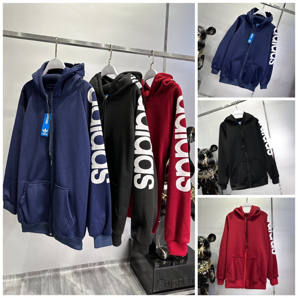 Áo khoác  hoodie adidas nam nữ có mũ trần bông boy phố 2023