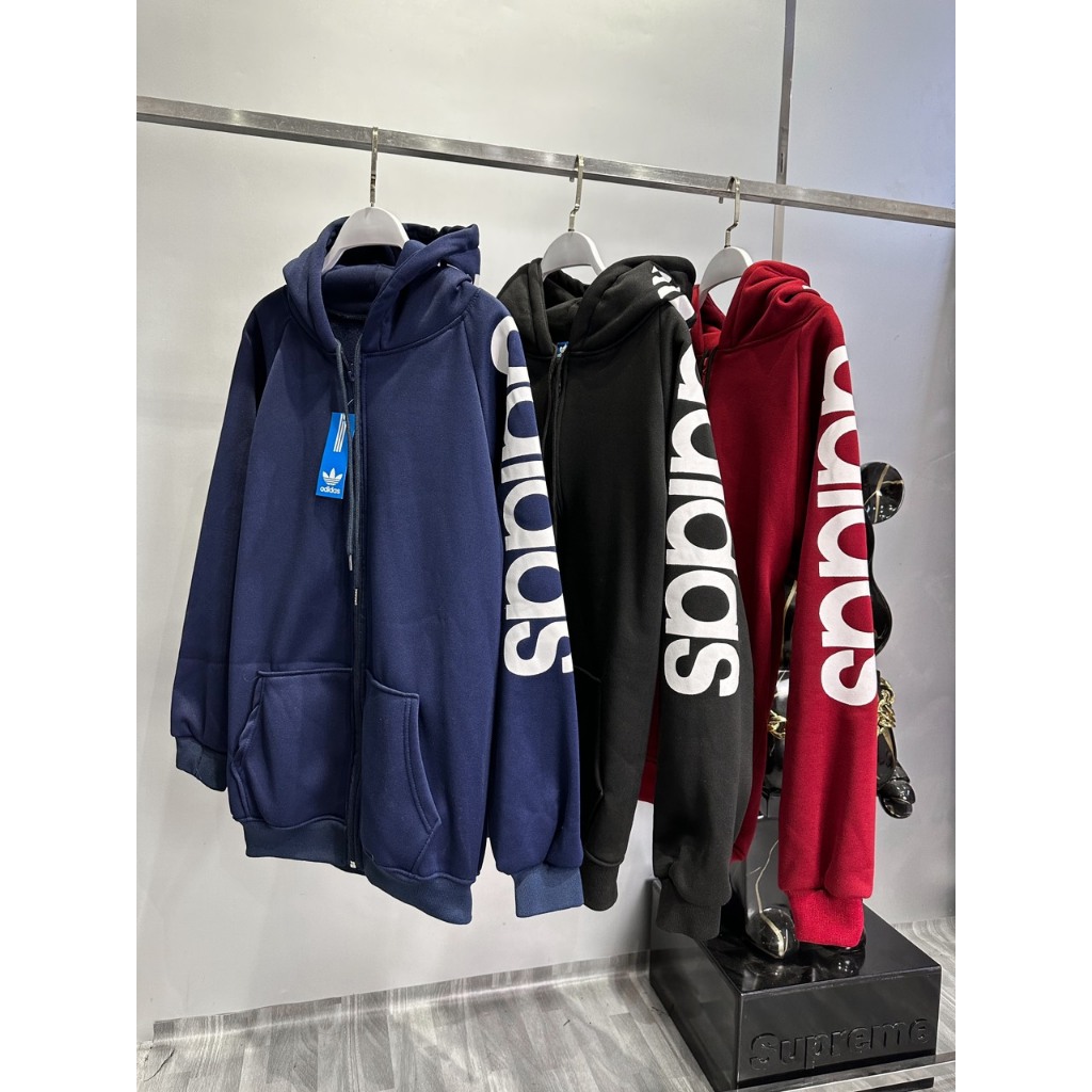 Áo khoác  hoodie adidas nam nữ có mũ trần bông boy phố 2023
