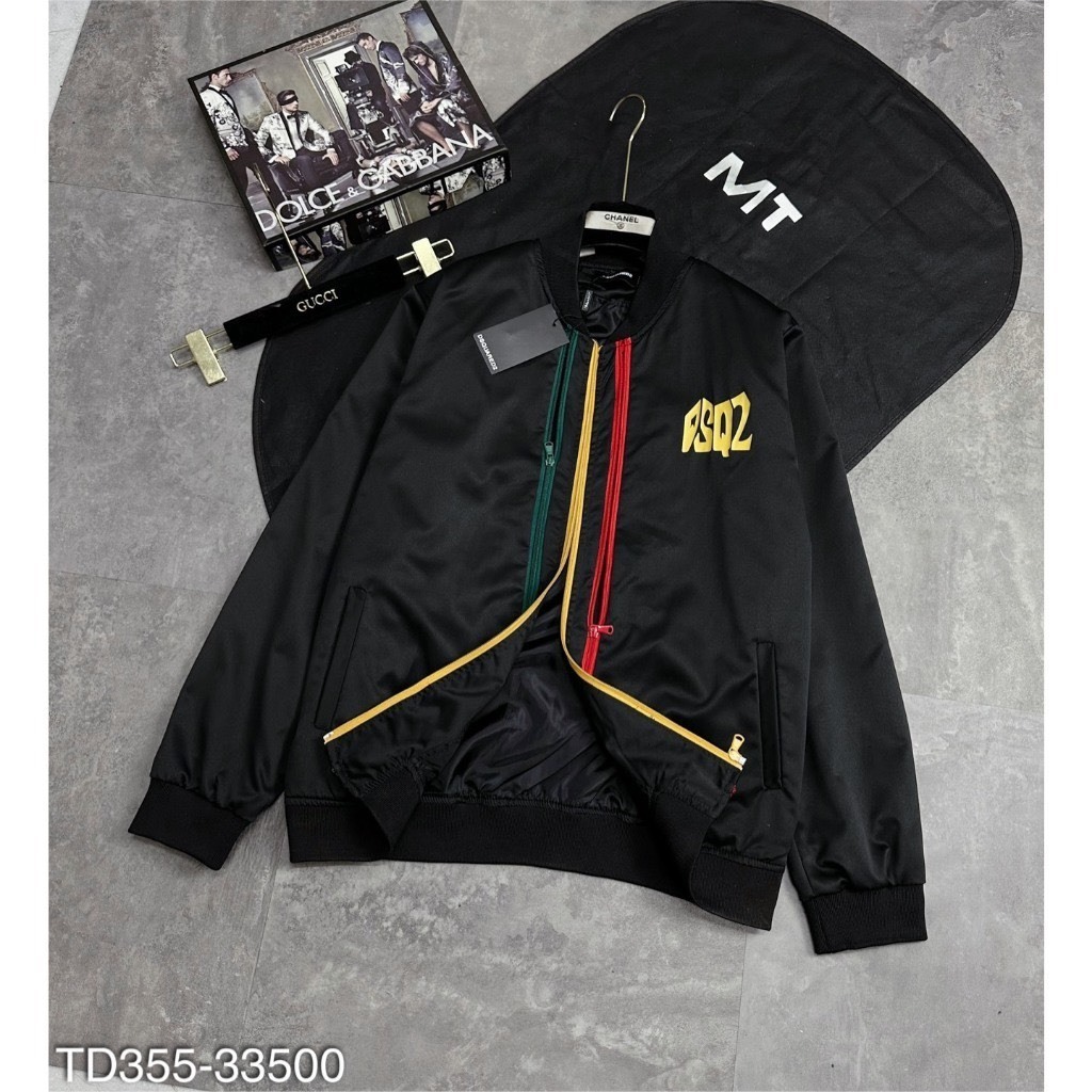 Áo khóa gió nam nữ dsq2 3 khóa xanh đỏ vàng 2 lớp lót gió