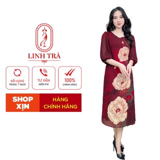 Đầm Trung Niên [ Linh Trà ] (TM 2201) Trẻ Trung Thiết Kế Trang Nhã Thanh Lịch Sang Trọng Đi Tiệc Cao Cấp Cho Mẹ U40 U50
