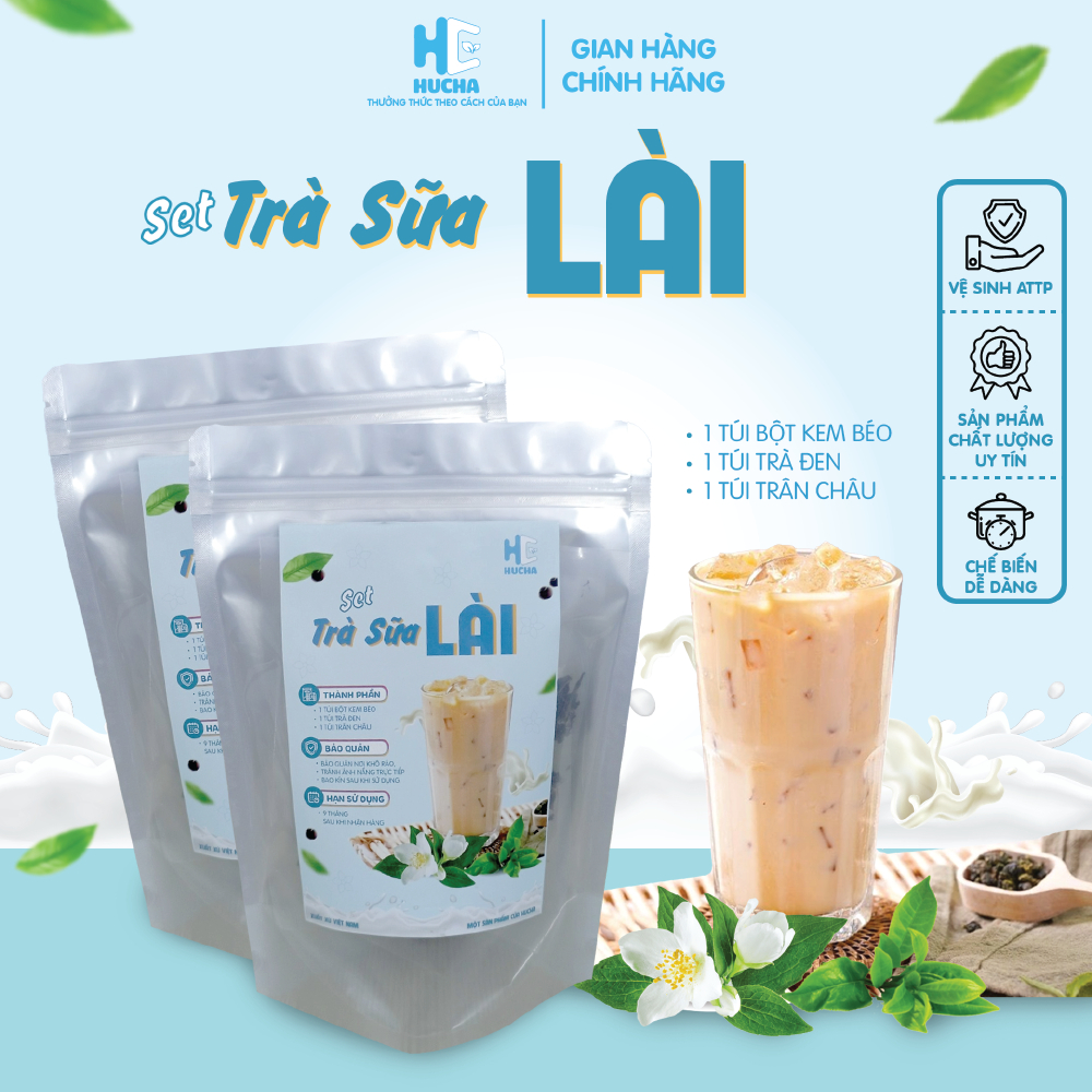 Sét nguyên liệu pha trà sữa LÀI trân châu đen siêu ngon đậm vị 10 15ly-sét nguyên liệu Hucha