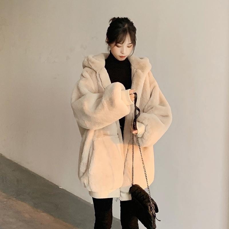 Áo Hoodie Lông Thỏ Form Hoodie Phong Cách Hàn Quốc Mặc Siêu Ấm