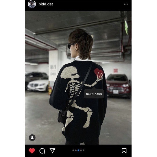 Áo Nỉ Sweater Skeleton Heart Form Xuông Dành Cho Các Cặp Đôi