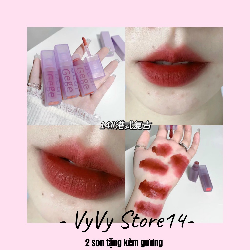 Son GEGEBEAR tím chất nhung mịn lâu trôi màu siêu đẹp