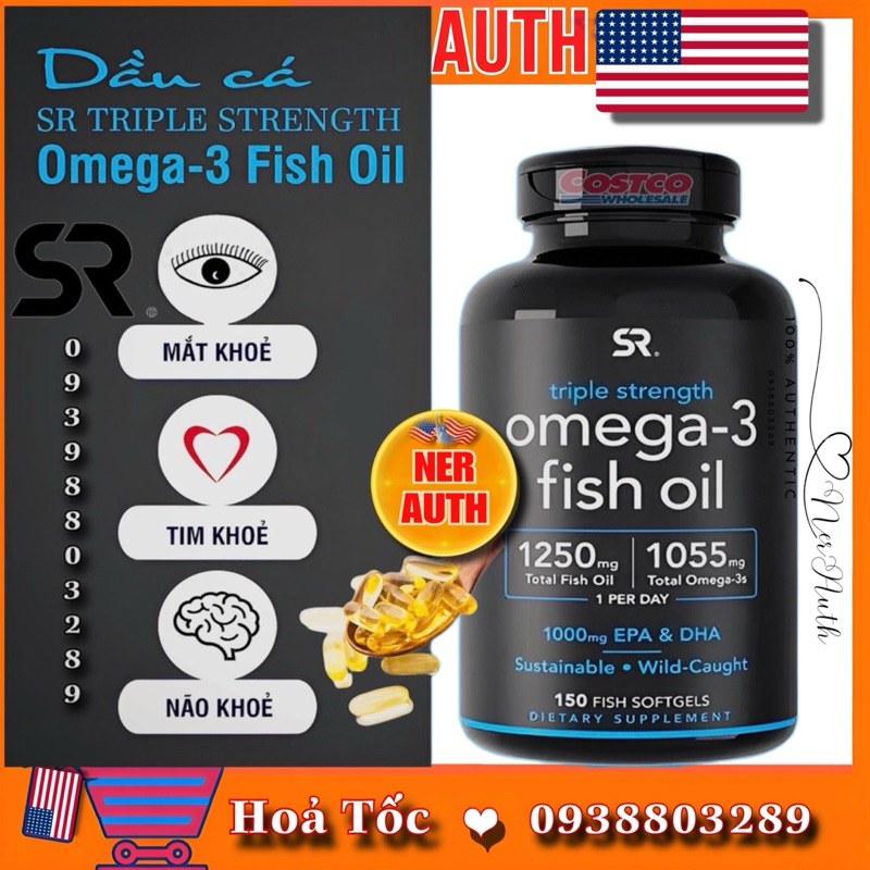 Dầu cá Triple Strength Fish Oil Omega 3 Sports Research của Mỹ