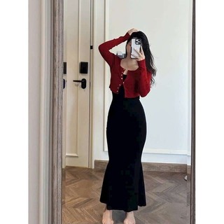 đầm 2d body đuôi cá kèm khoác có bigsize