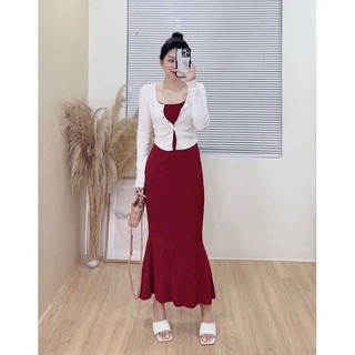đầm 2d body đuôi cá kèm khoác có bigsize