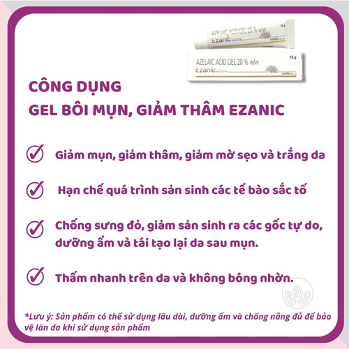 Ézanic gel 20% azelaic acid giảm thâm đỏ thâm đen sáng da, kiểm soát mụn