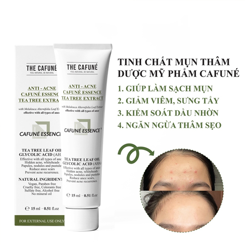 Tinh Chất Chấm Mụn Mờ Thâm Cafuné Essence 15ml thành phần AHA Và Tràm Trà