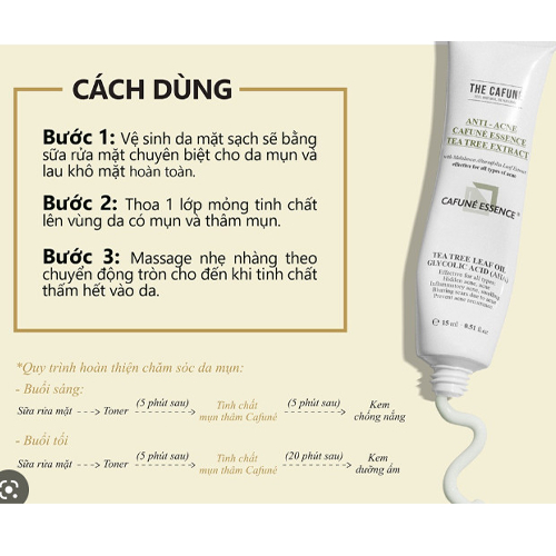 Tinh Chất Chấm Mụn Mờ Thâm Cafuné Essence 15ml thành phần AHA Và Tràm Trà