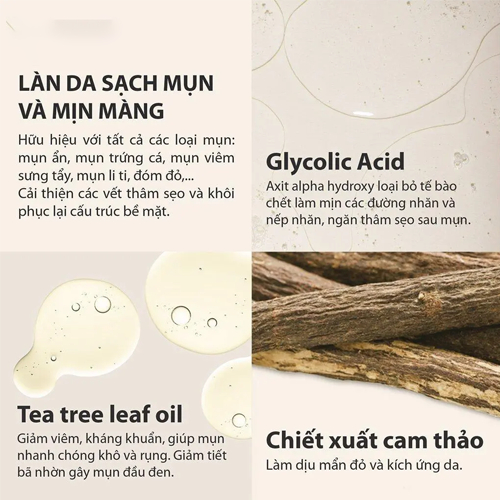 Tinh Chất Chấm Mụn Mờ Thâm Cafuné Essence 15ml thành phần AHA Và Tràm Trà