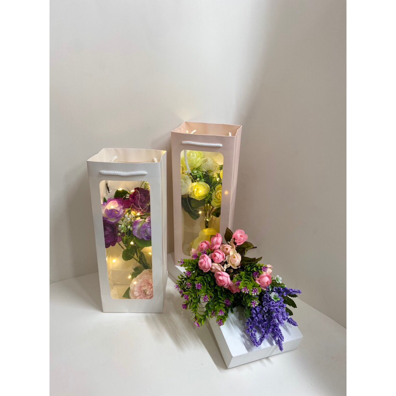 Túi Giấy, Túi Đựng Quà , Túi Hoa Sáp Có Quai Mặt Kính