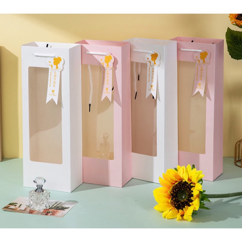 Túi Giấy, Túi Đựng Quà , Túi Hoa Sáp Có Quai Mặt Kính