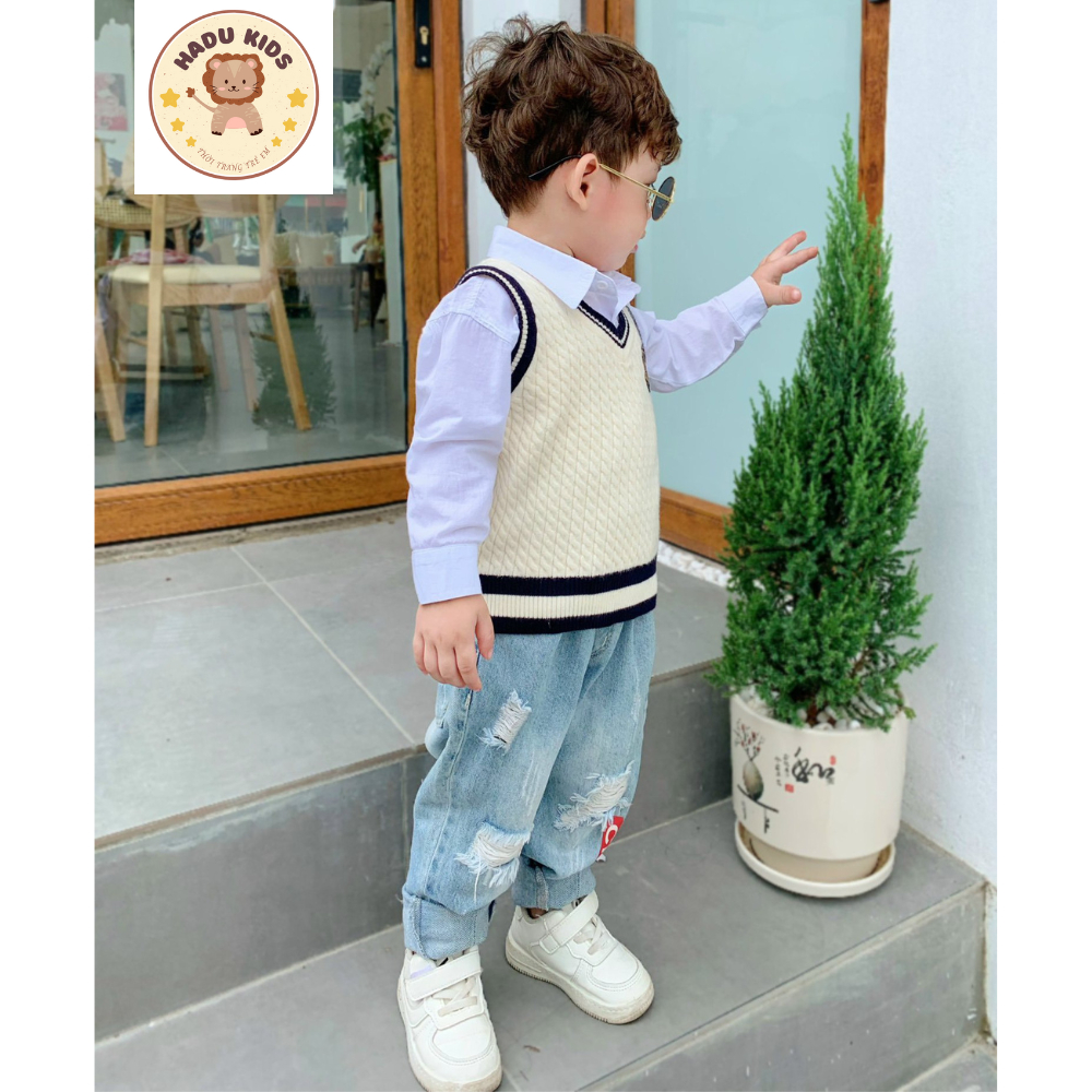 Áo gile cho bé, GILE len cho bé trai bé gái chất LEN MỀM DÀY phong cách dễ thương, lịch lãm - HADU KIDS 10-27kg